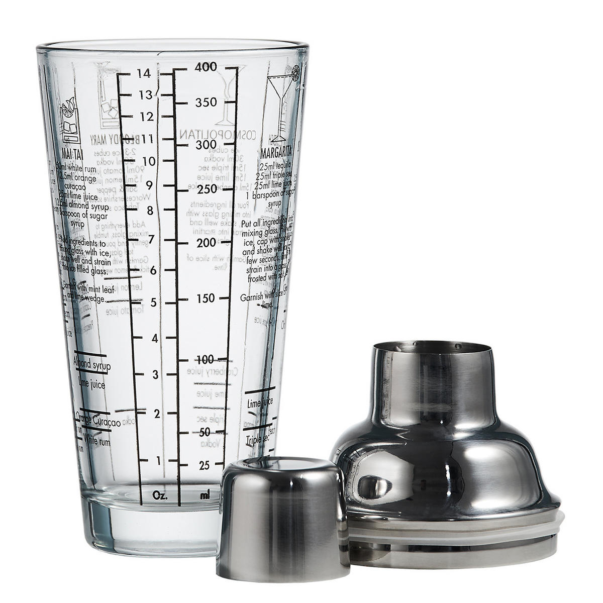 COCKTAILSHAKER (4er Set) Bartender - Transparent, Metall (9/18/9cm) - Butlers