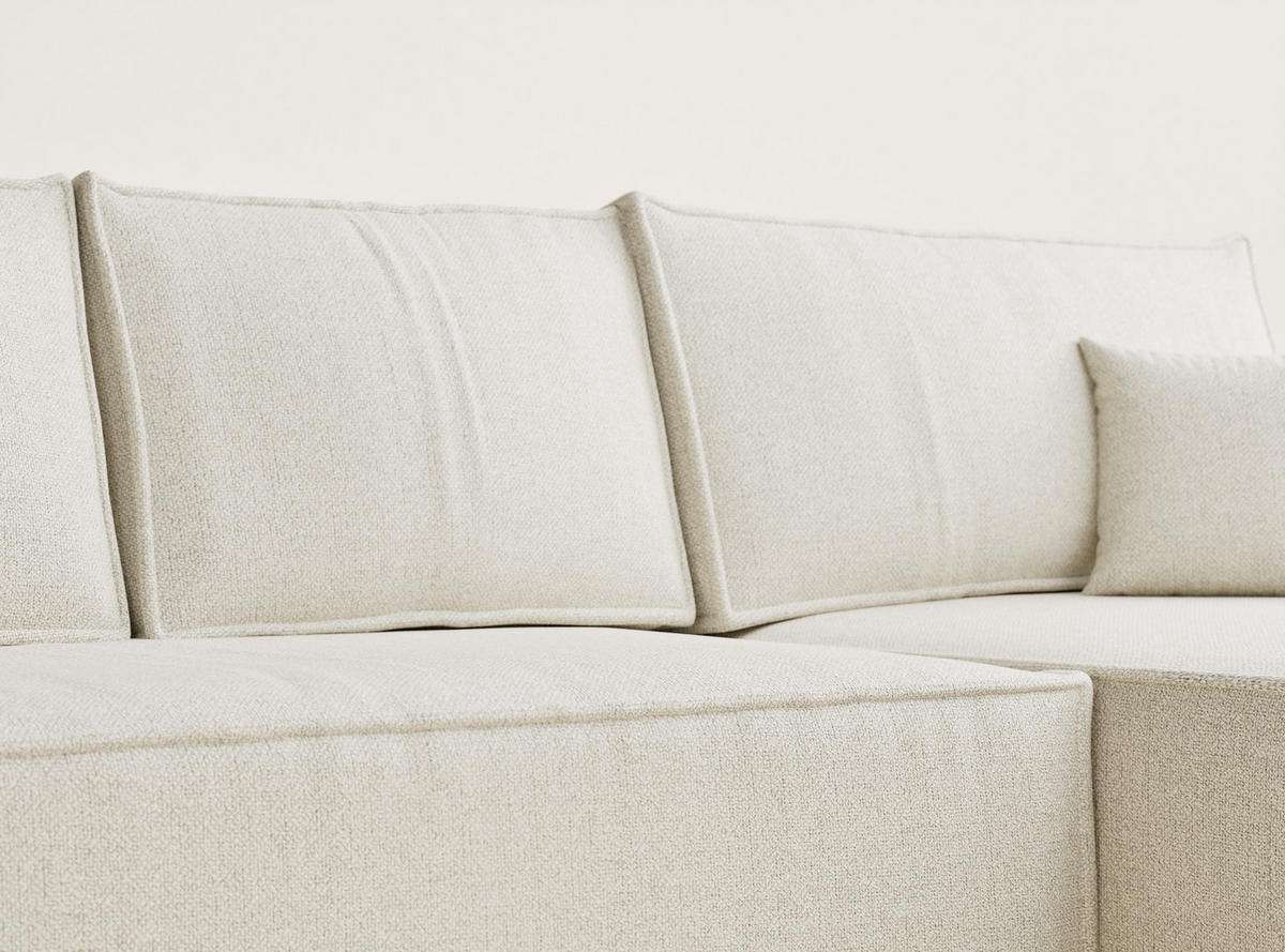 ECKSOFA MIT SCHLAFFUNKTION Maze Creme Webstoff - Creme/Schwarz, Holz/Holzwerkstoff (294/185cm) - Maison de Reve
