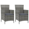 GARTENSTÜHLE mit Kissen 2 Stk. Poly Rattan Grau - Grau, Textil (61/88/60cm) - furnicato