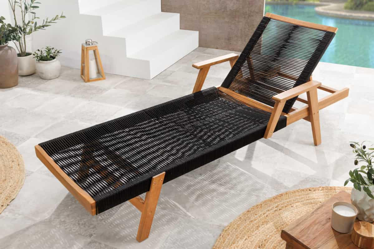 GARTENLIEGE BALI ROPE Akazie Natur|Anthrazit 200cm - Braun/Grau, Holz/Kunststoff (75/85/200cm) - riess-ambiente