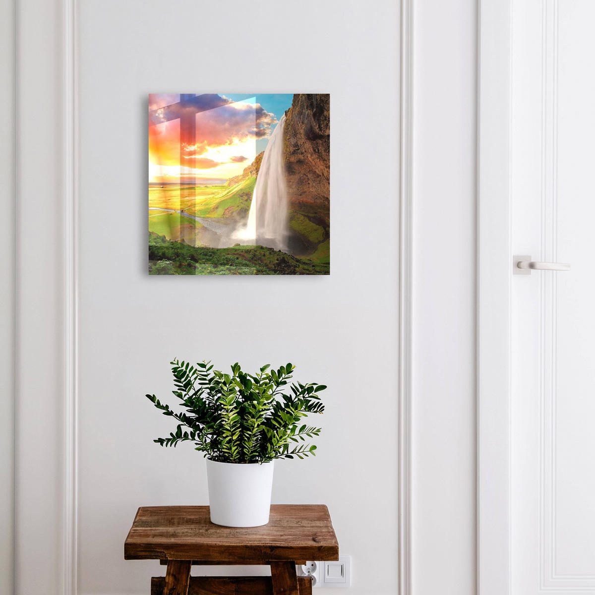 SCHLÜSSELBOX Schwarz 30x30 cm- Türöffnung nach rechts - Eine atemberaubende Landschaft - Grün, Metall (30/30/5cm) - TULUP
