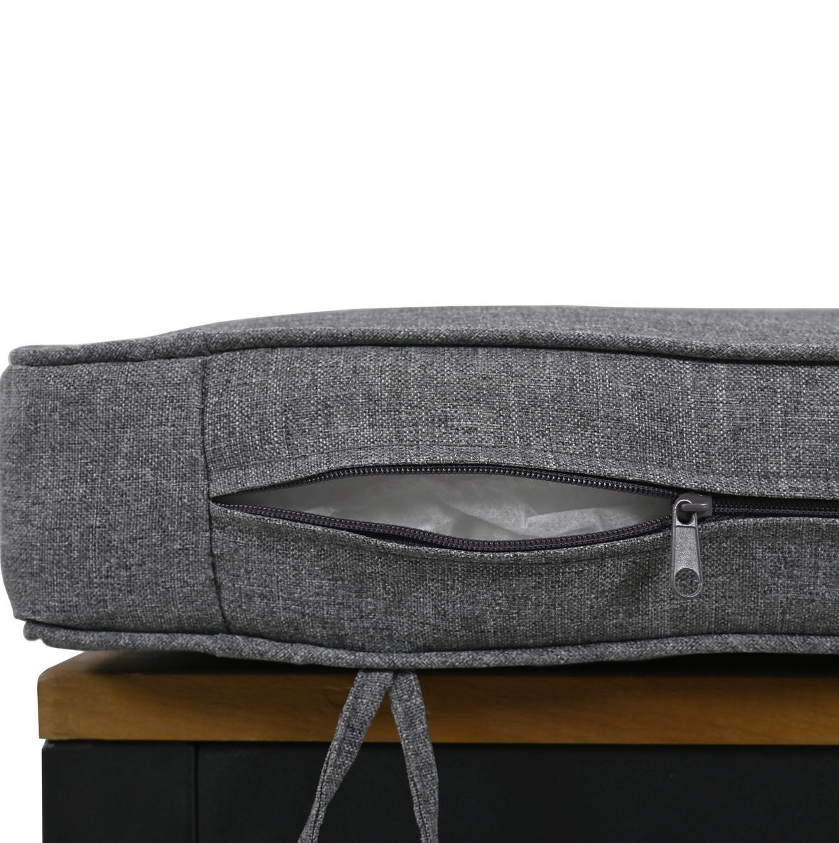 GARTENLOUNGE-SET 114/60/78,5 cm mit Tisch, verstellbaren Füßen, Holz-Tischplatte und Gestell aus verzinktem Eisen, Dunkelgrau - Grau, Metall - Redom
