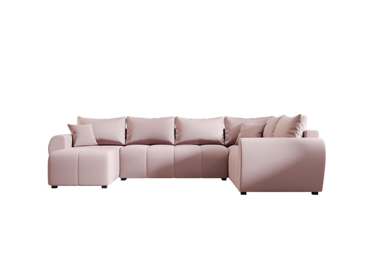 WOHNLANDSCHAFT MOLISA U PLUS Cosmic 14 Rechts mit Schlaffunktion - Rosa, Textil (303/82/208cm) - Bedante