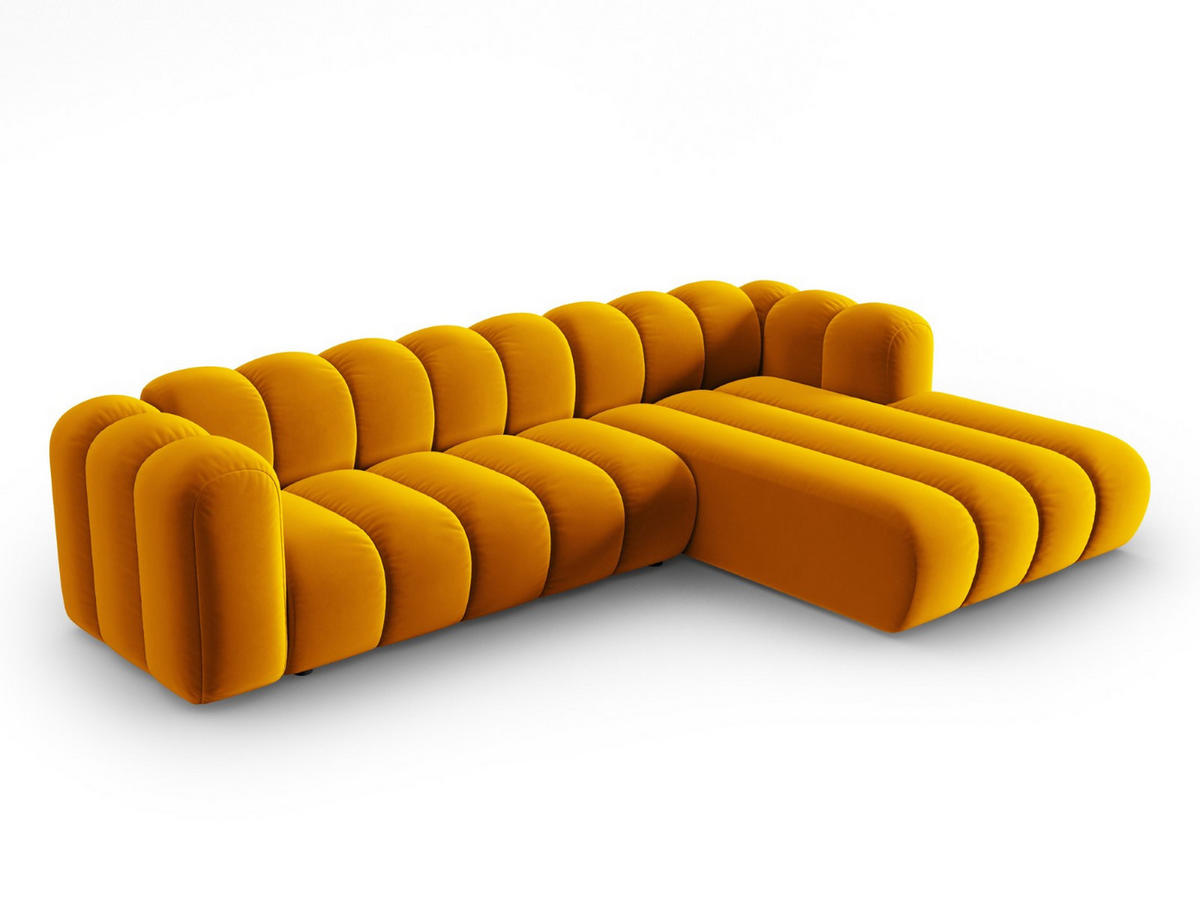 ECKSOFA modular rechts Lupine aus Samt gelb 4 Sitzplätze - Gelb, Textil (177/290cm) - Micadoni