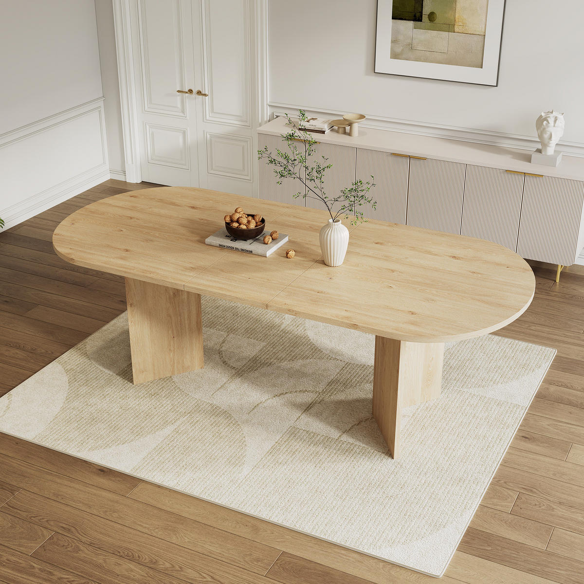 ESSTISCH 160/200/90 cm Eiche aus MDF ausziehbar mit abgerundeten Ecken - Eichefarben, Holzwerkstoff (200/90/75cm) - OKWISH