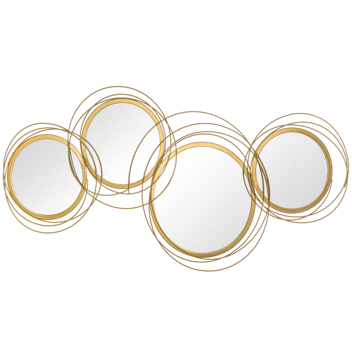 WANDSPIEGEL DE-14247 4 runde Spiegel Gold - Goldfarben, Metall (107/4/56cm) - ComfortXL