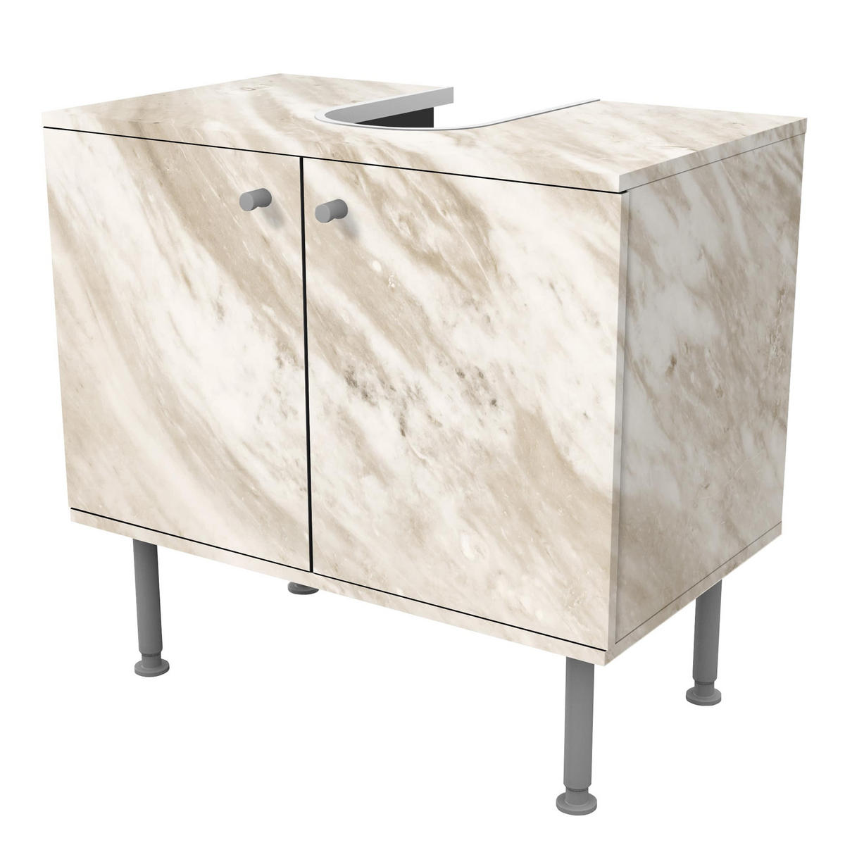 WASCHBECKENUNTERSCHRANK Palissandro Marmor Beige 60/55/35 cm - Beige, Holzwerkstoff (60/55/35cm) - Bilderwelten