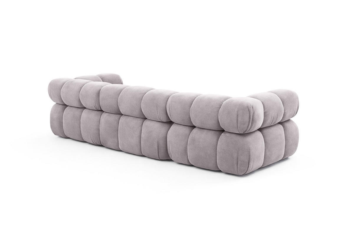 COUCH, 3-Sitzer Modular, Veloursstoff Salvador, Grau, Selia - Grau, Holz (285/70/95cm) - Kaiser Möbel