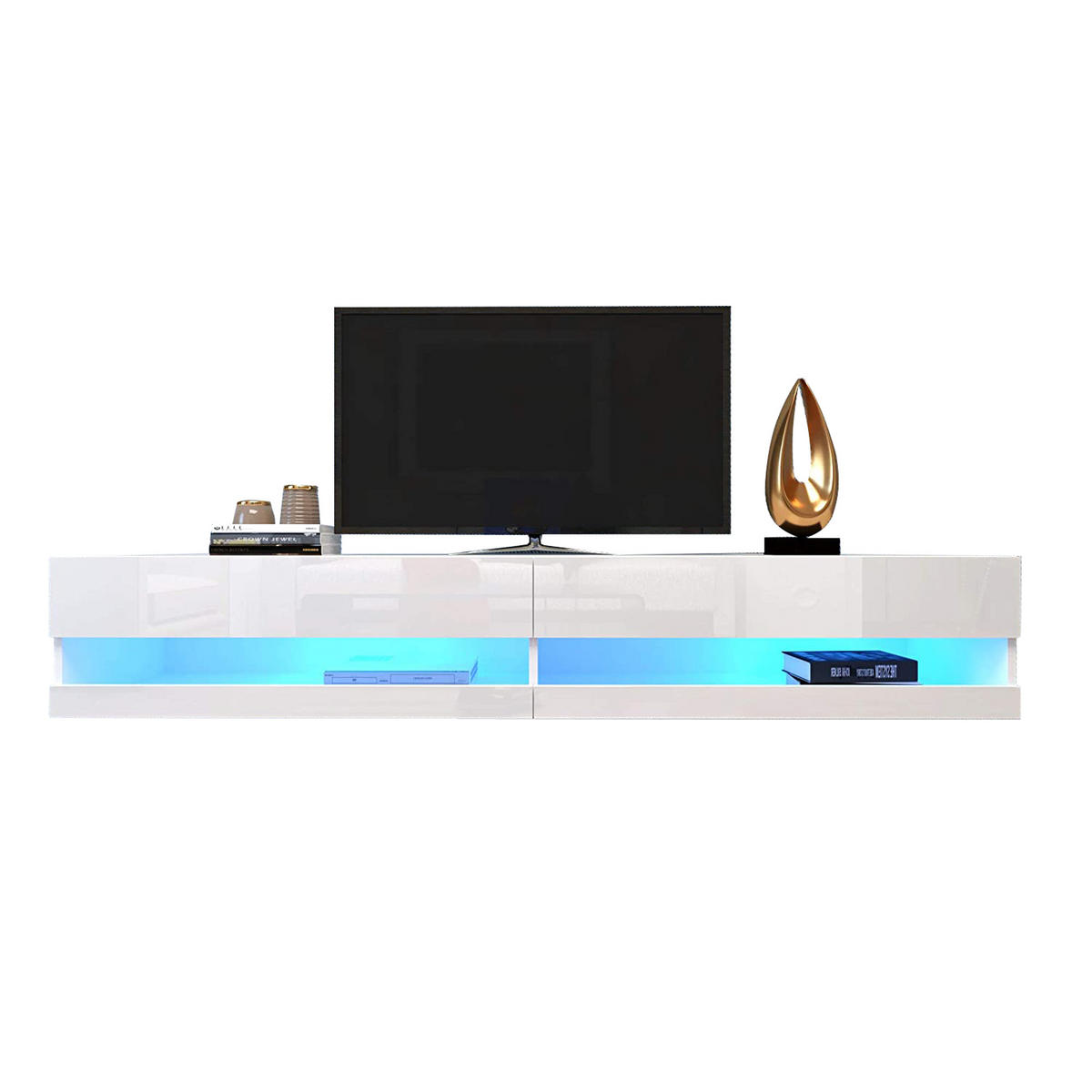TV-LOWBOARD wandhängend in Weiß Hochglanz mit LED 140/40/30.5 cm - Weiß, Holzwerkstoff (140/30.5/40cm) - Redom