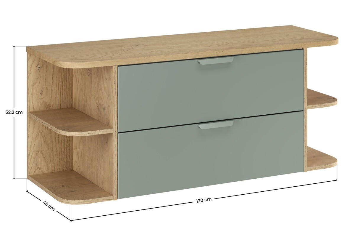 WASCHBECKENUNTERSCHRANK 120 cm 4 Teile - Aster Green A BM414 in Grün Matt/Cremona-Eiche - Eichefarben/Grün, Holz (120/50/45.8cm)