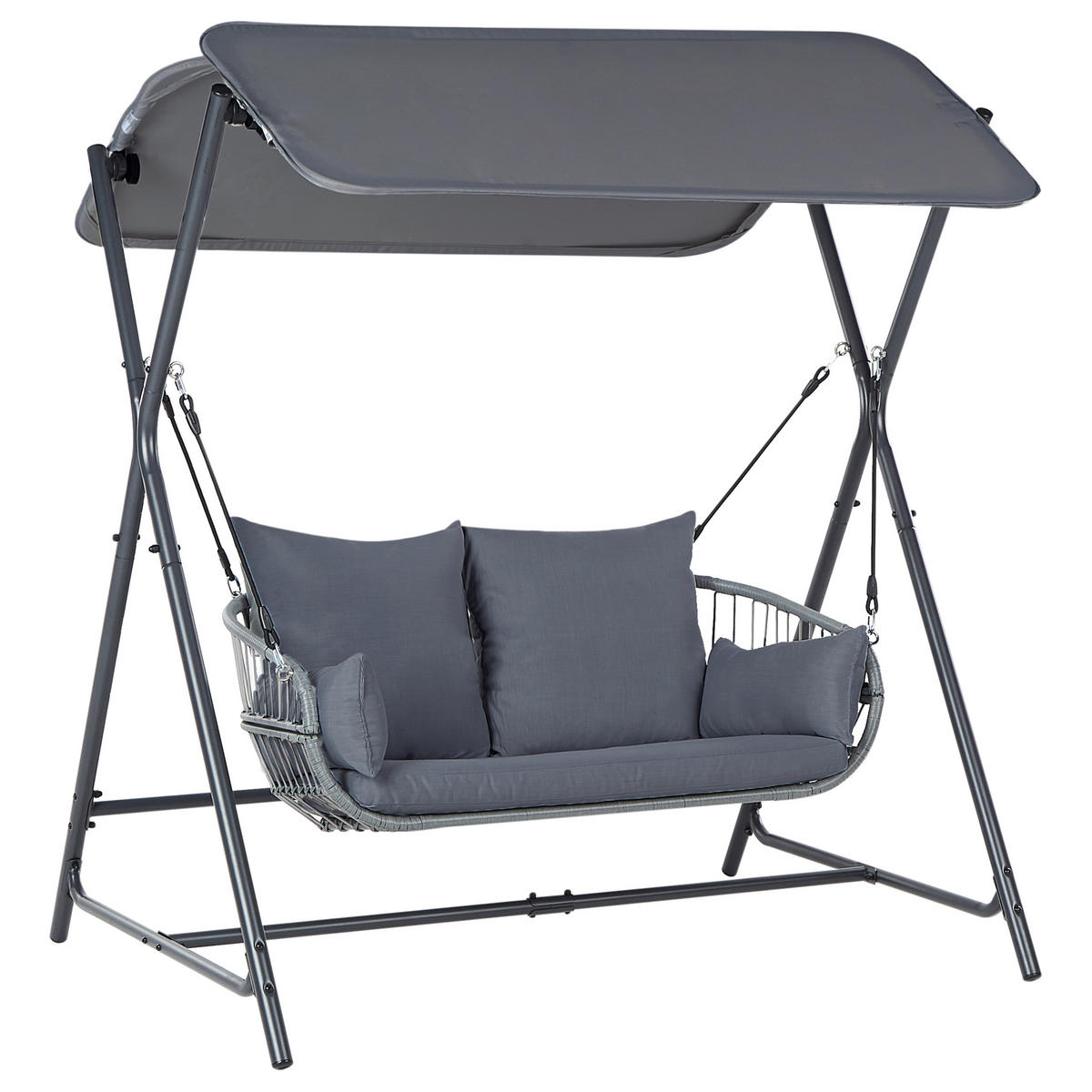 HOLLYWOODSCHAUKEL Grau Fiastra - Grau, Metall (170/202/140cm) - Beliani