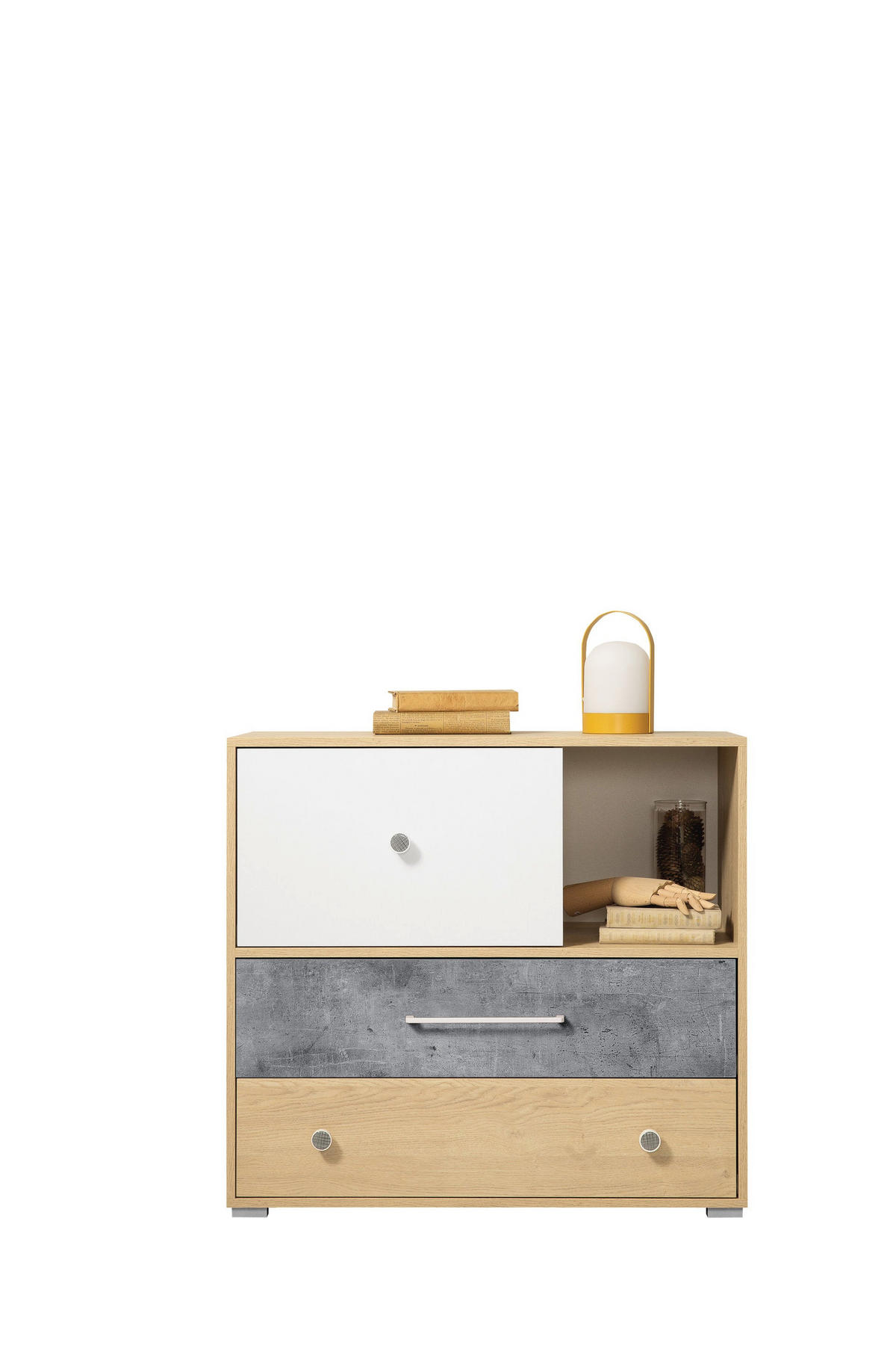 SCHLAFZIMMER Set 5-tlg. – STEP System – Weiß / Sonoma Eiche - Eichefarben, Holzwerkstoff (60/182/40cm) - hi-markt
