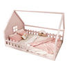 HAUSBETT 140/200 cm Kinderbett Rosa aus Kiefernholz mit Geländer - Rosa, Holz (140/200cm) - OKWISH