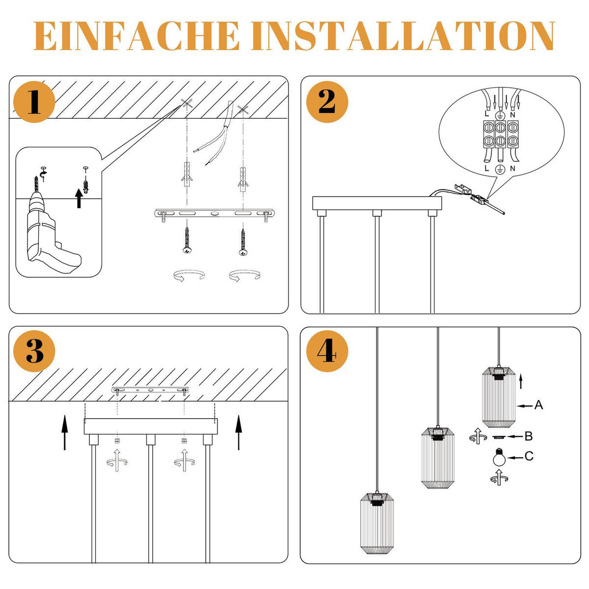 PENDELLEUCHTE BERNADINE Ⅲ 71/16/150 cm - Schwarz, Metall (71/16/150cm) - Nettlife