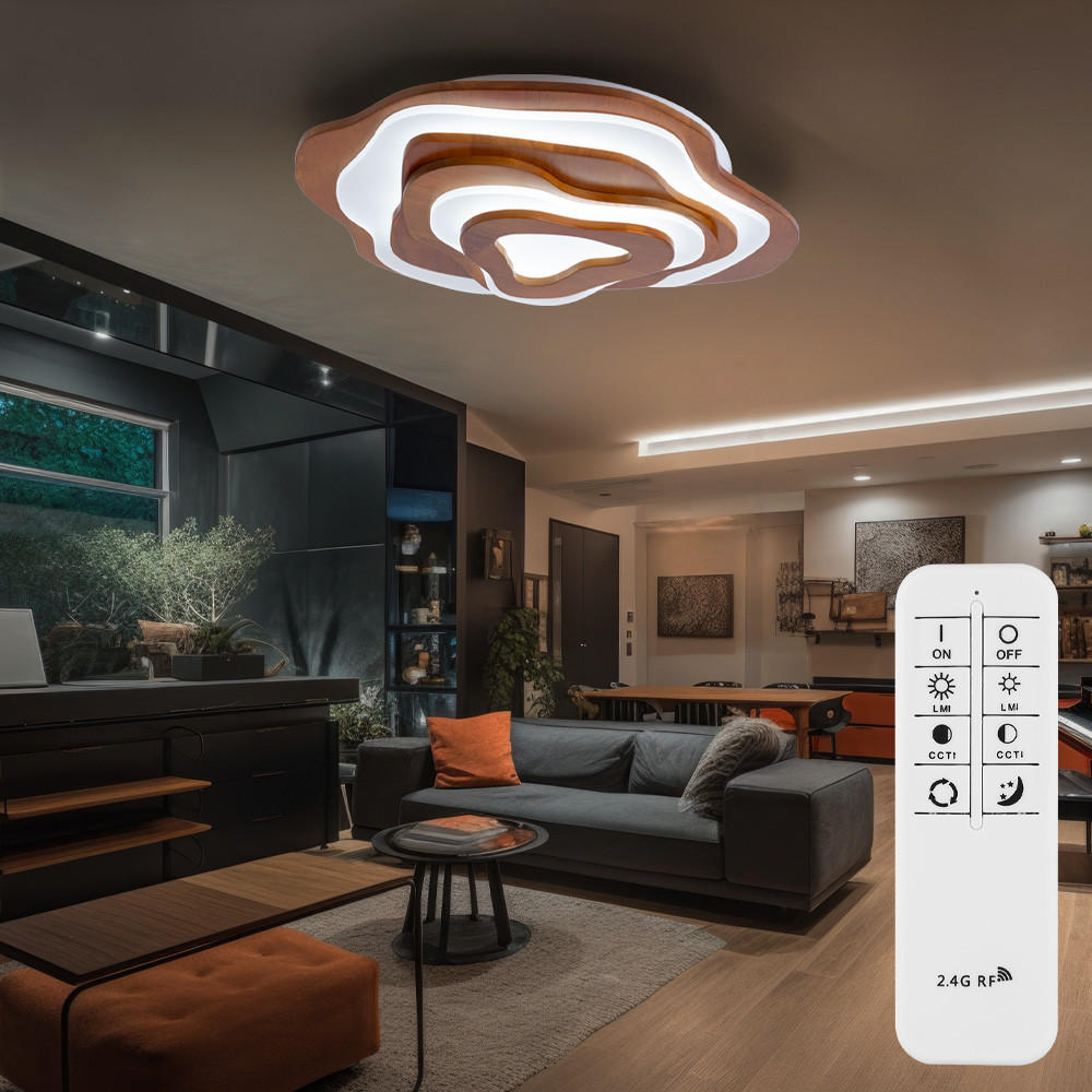 LED DECKENLEUCHTE Metall Holzoptik Braun - Braun, Holz (58/50/10cm) - Globo Lighting