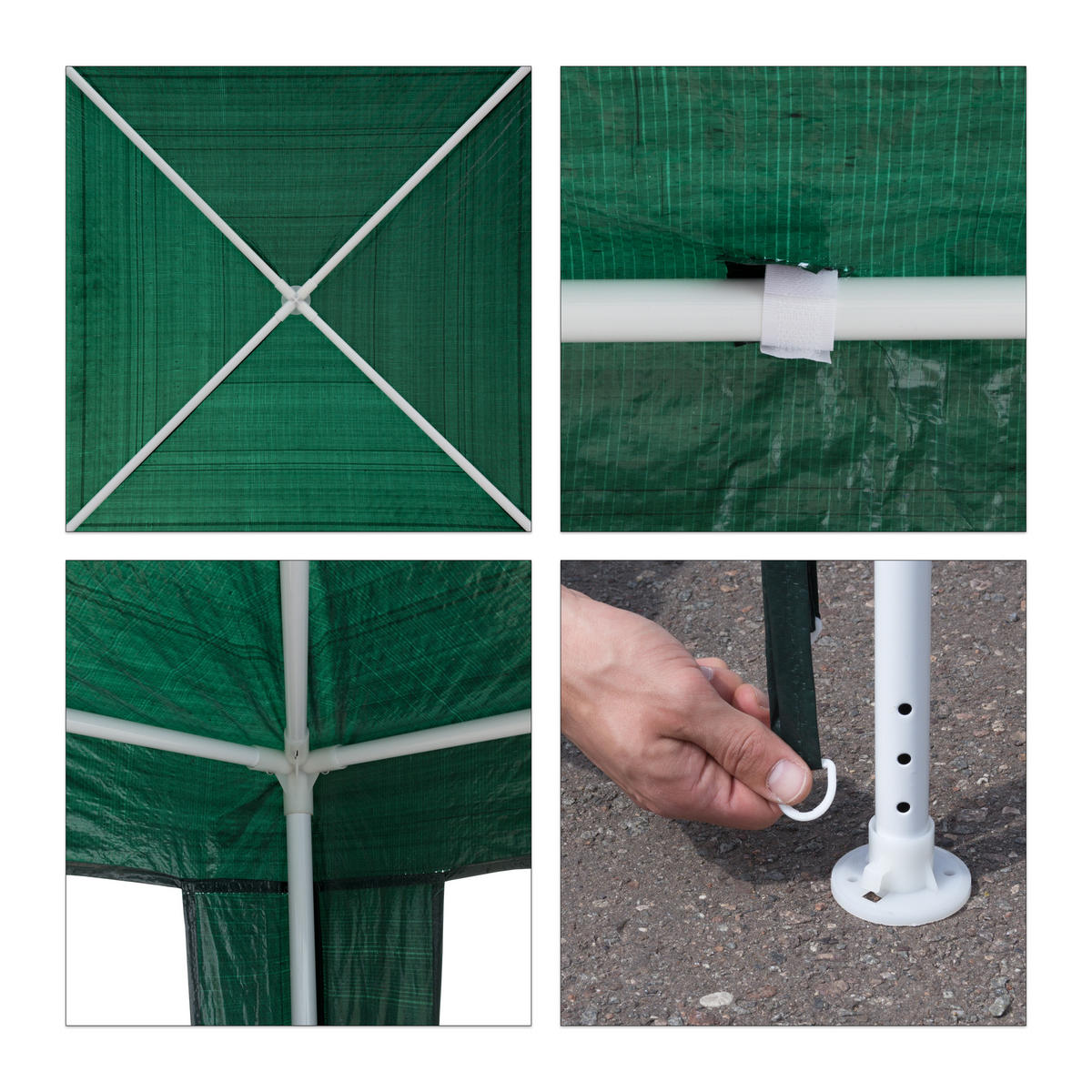 PAVILÓN - tmavozelená, kov/plast (300/250/300cm) - Relaxdays