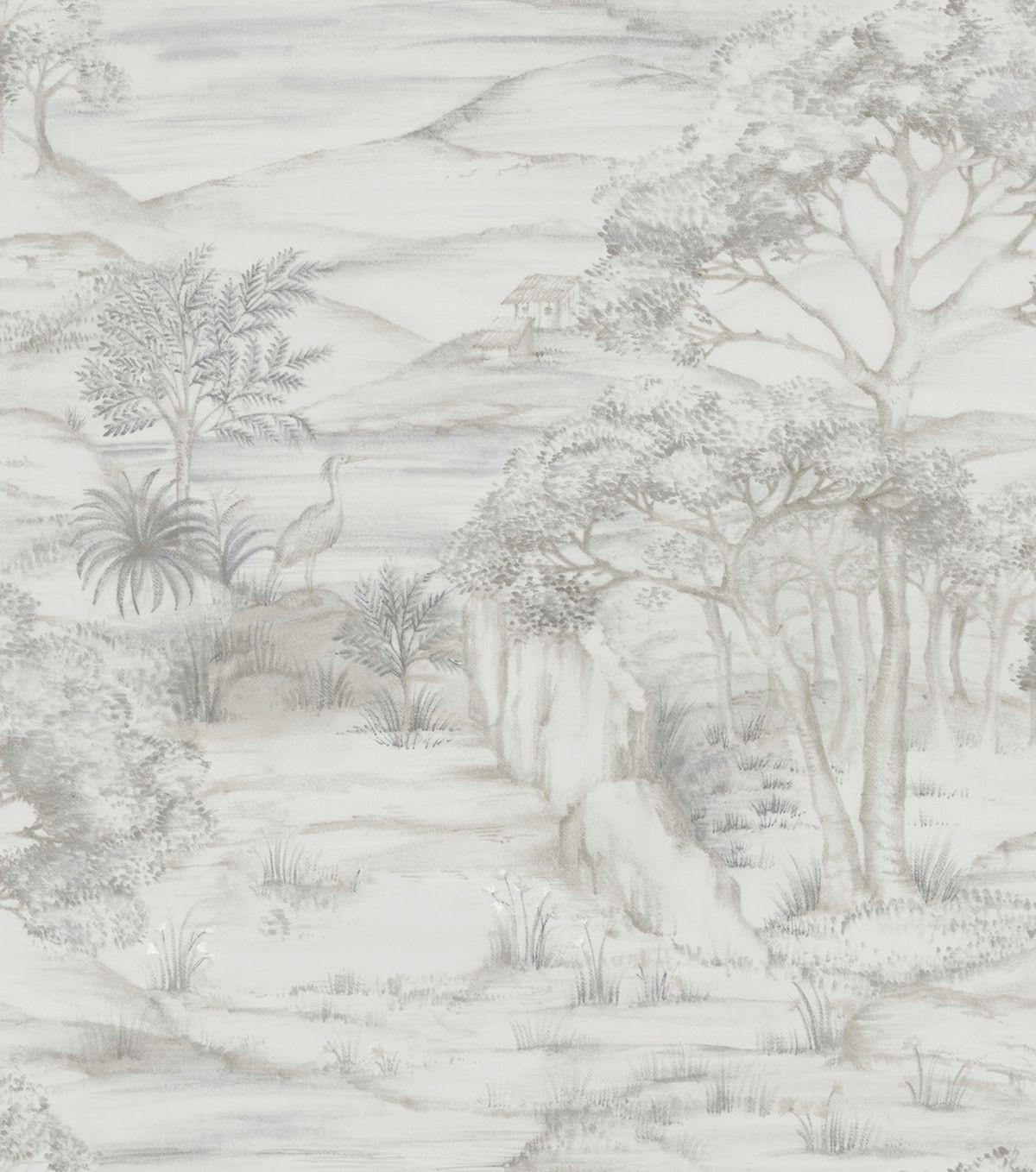 TAPETE Landschaft 53 cm x 10,05 m - Grau, Papier (53/1000cm) - Sanders & Sanders