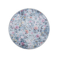 TEPPICH Milly waschbar Multicolor/Blau ø 160 cm rund - Blau/Multicolor, Kunststoff/Textil (160/160cm) - benuta