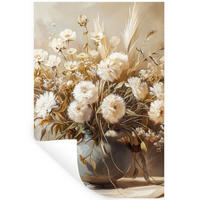 WANDTATTOO Blumen - Vase - Stilleben - Beige 40x60 cm - Creme, Kunststoff (40/60/0.1cm) - MuchoWow