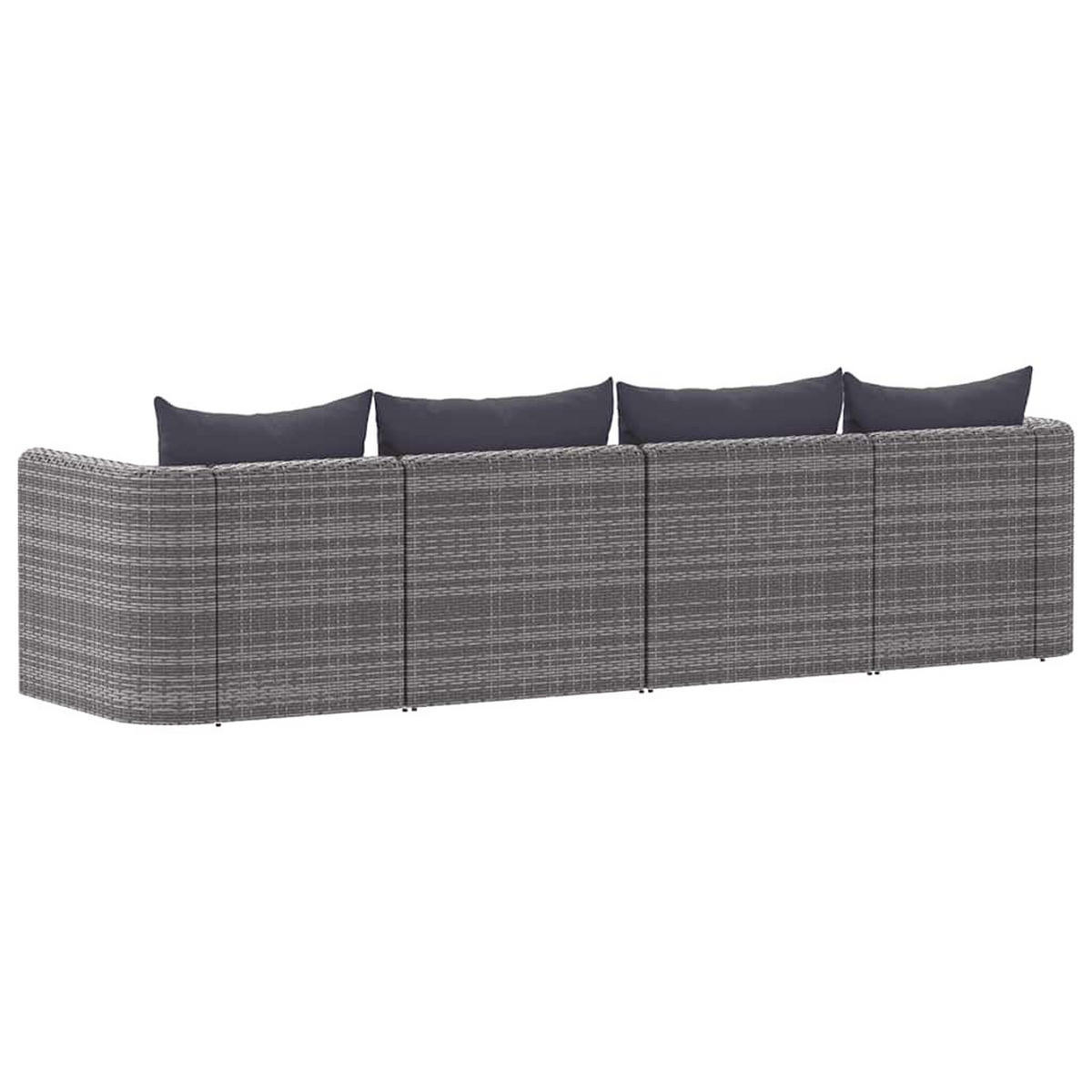 LOUNGESOFA mit Dunkelgrau Kissen, 4-Sitzer, 280/72/63 cm, aus Poly Rattan, Grau - Grau, Kunststoff/Textil (72/63/72cm) - vidaXL