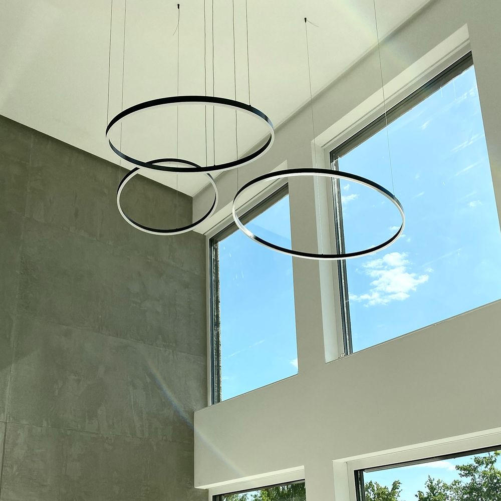 LED-HÄNGELEUCHTE Ring Direkt/Indirekt 5m Schwarz Ø 80cm - Schwarz, Metall (80/80/3.3cm) - s.luce