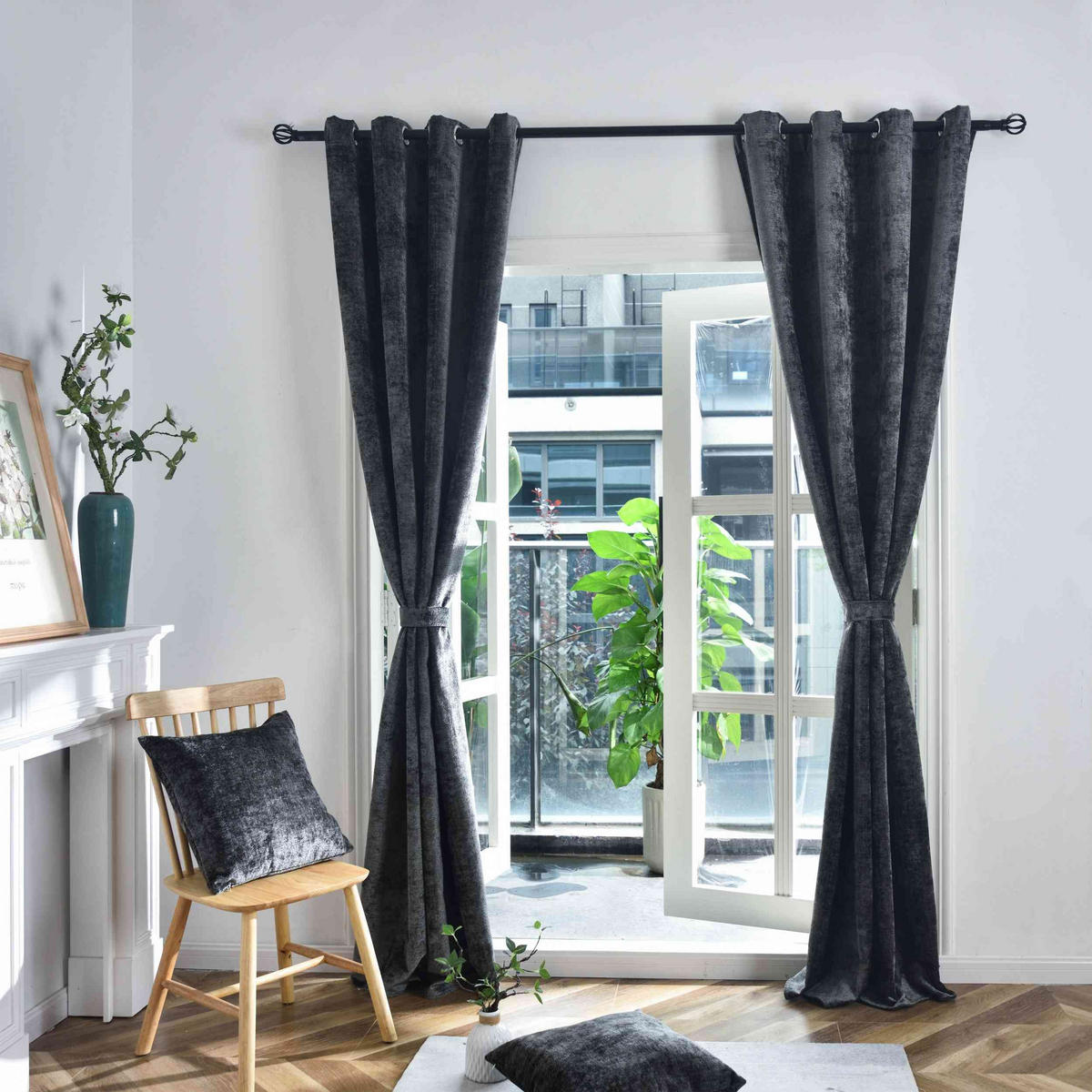 VORHANG 2ER SET »Nürnberg« HxB 245x135 cm Dunkelgrau - Dunkelgrau, Textil (135/245cm) - Gardinenbox