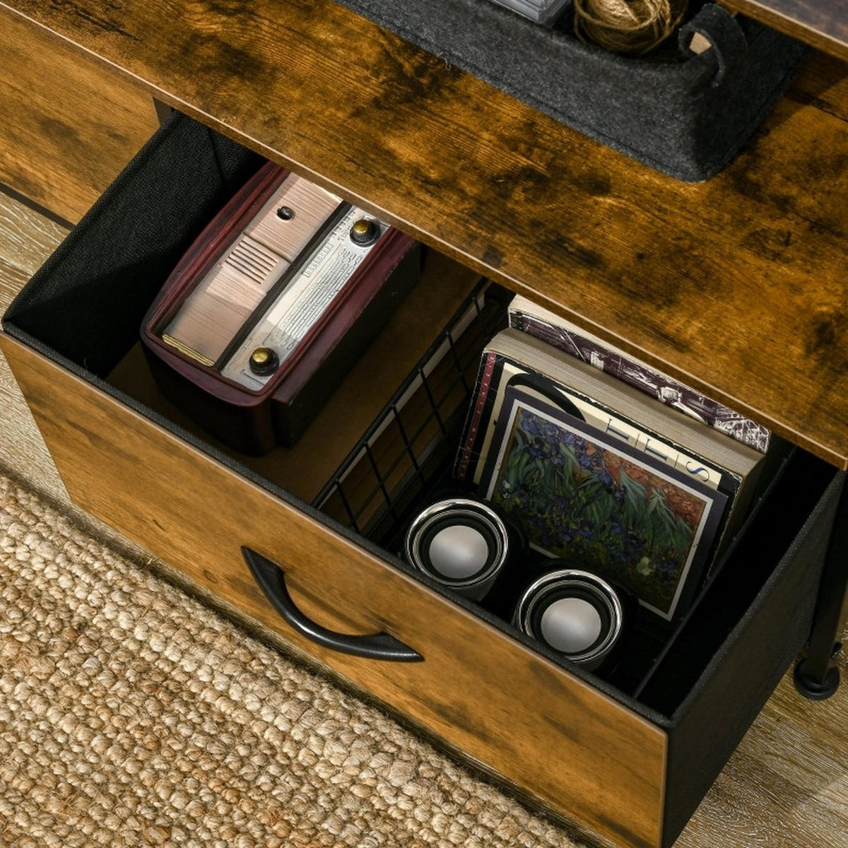 KOMMODE 44/92/29 cm Braun aus Polyester und Stahl mit 3 Schubladen - Braun, Holzwerkstoff (29/92/44cm) - OKMYHOME