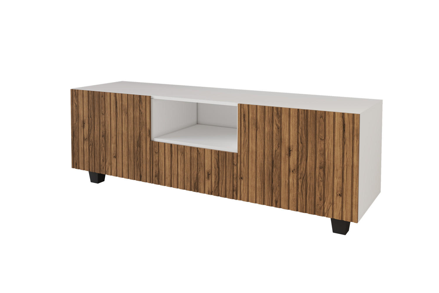 LOWBOARD KITO-S 140x50x41 cm - Weiß / Katania - Eiche Wotan/Schwarz, Holzwerkstoff (140/50/41cm) - ALTDECOR
