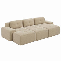 SOFA modular mit Schlaffunktion Cord Beige - Beige, Kunststoff (177/69/293.2cm) - Meubliv