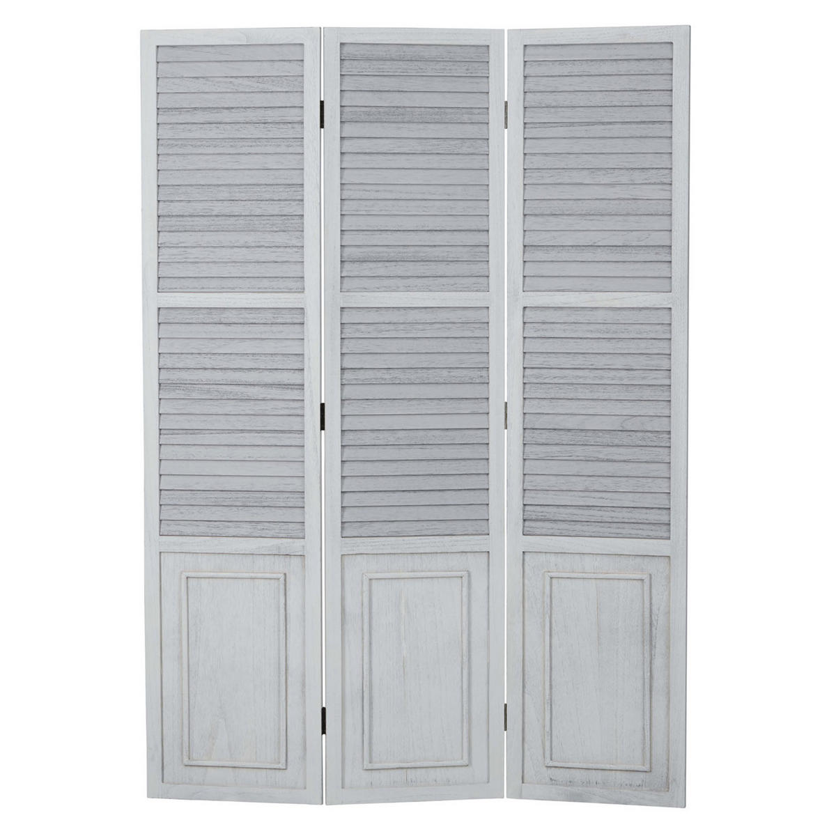 PARAVENT 3-tlg. 120/170 cm Weiß shabby washed - Weiß, Holz (120/170/2cm) - Homestyle4u