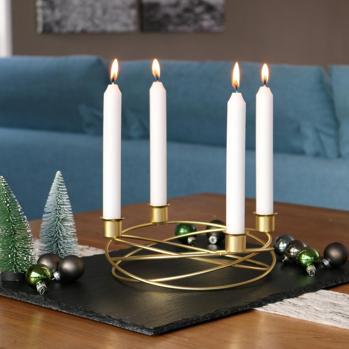 KERZENHALTER, Gold, Metall - Goldfarben, Metall (22/6.7/22cm) - bremermann