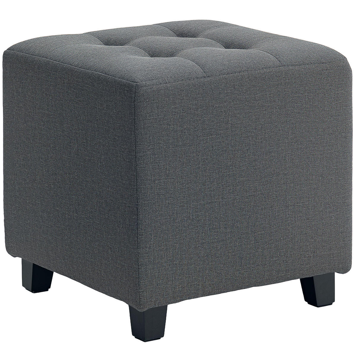 HOCKER DE-16456 mit Seitentasche und Knopfheftung Grau - Grau, Holzwerkstoff (35/35/35cm) - ComfortXL