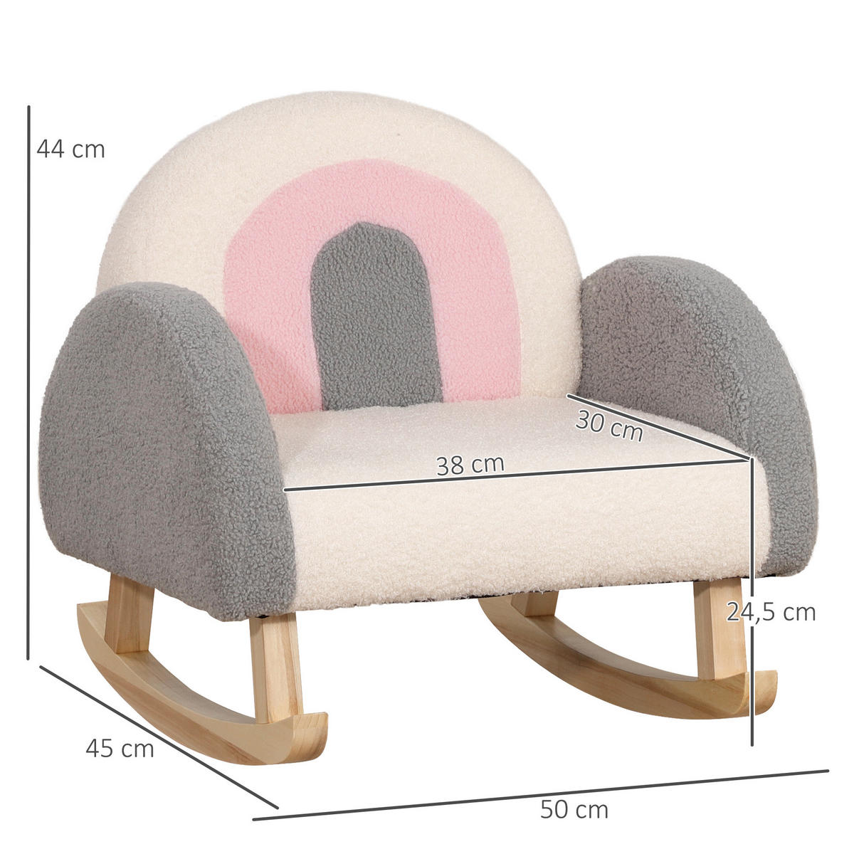 KINDERSOFA, Grau, Lammfellimitat - Grau, Holz (45/44/50cm) - HOMCOM