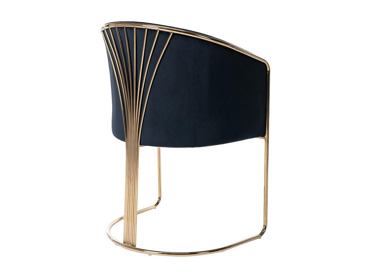 STUHL mit Armlehnen - Samt & Metall - Schwarz und Goldfarben - JOSETHE - Schwarz, Textil (52.5/82.5/59.5cm) - Pascal Morabito