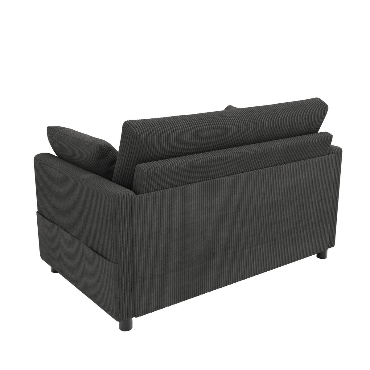 SCHLAFSOFA Grau 2 Sitzer USB Schlaffunktion Tisch Kissen - Grau, Textil (82/84/134cm) - FLIEKS