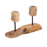 KERZENHALTER Two Lights Teak Wurzelholz, für 2 Kerzen - Naturfarben, Holz (17/28/42cm) - CREEDWOOD