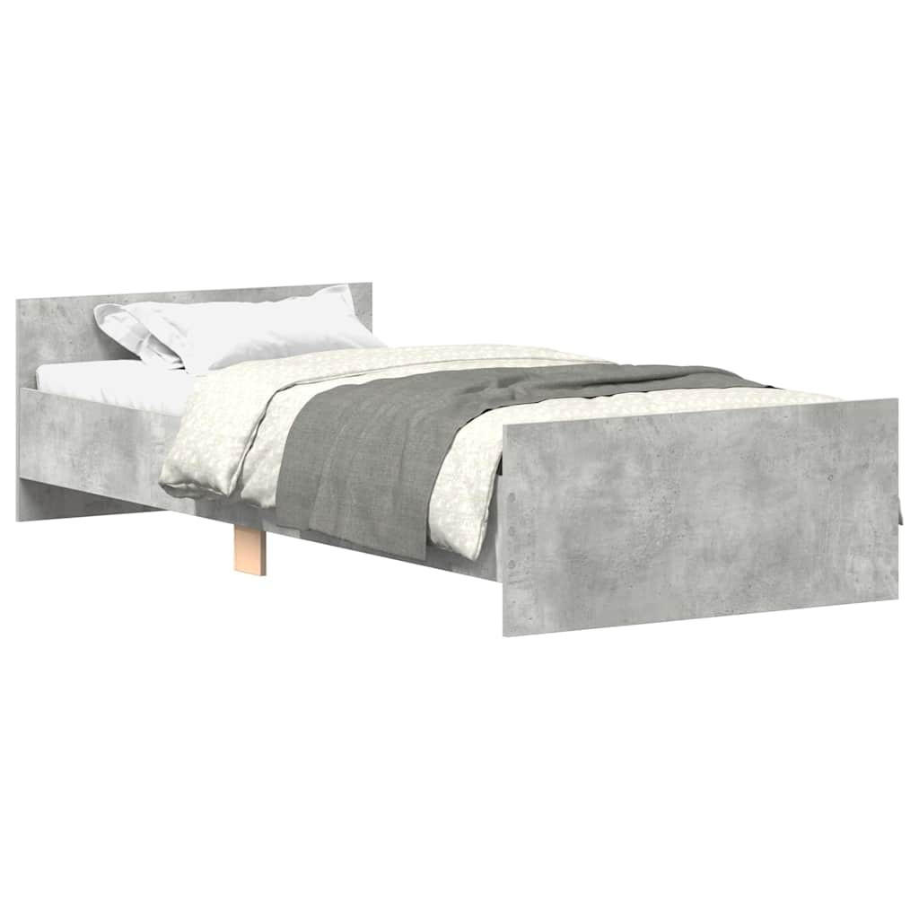 BETTGESTELL Betongrau 100/200 Cm Holzwerkstoff - Grau, Holzwerkstoff (100/200cm) - vidaXL