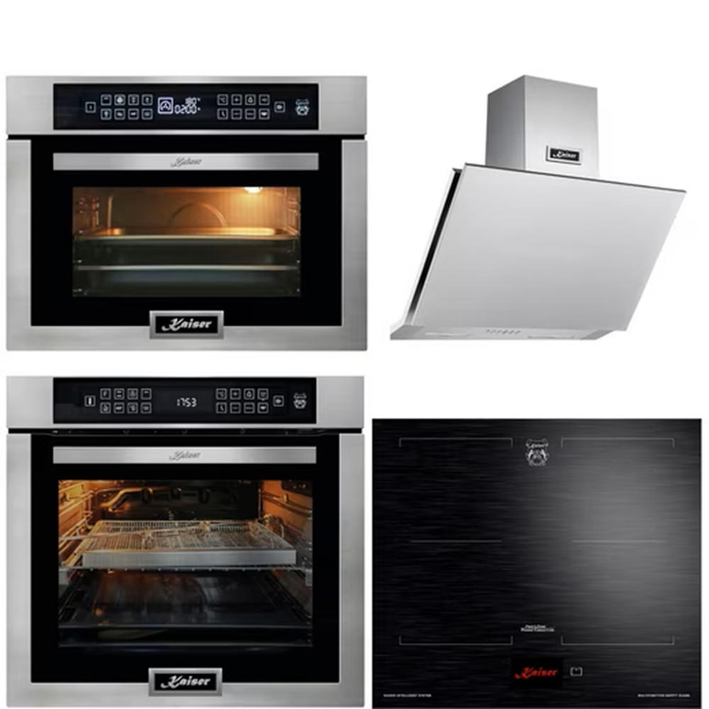 EINBAUBACKOFEN EH 6306 N R+Mikrowellen-Backofen EH 6307 R+Induktionskochfeld KCT 6140 FI+Dunstabzugshaube AT 6455 - Silberfarben, Metall (59.4/59.4/57.5cm) - Kaiser Küchengeräte