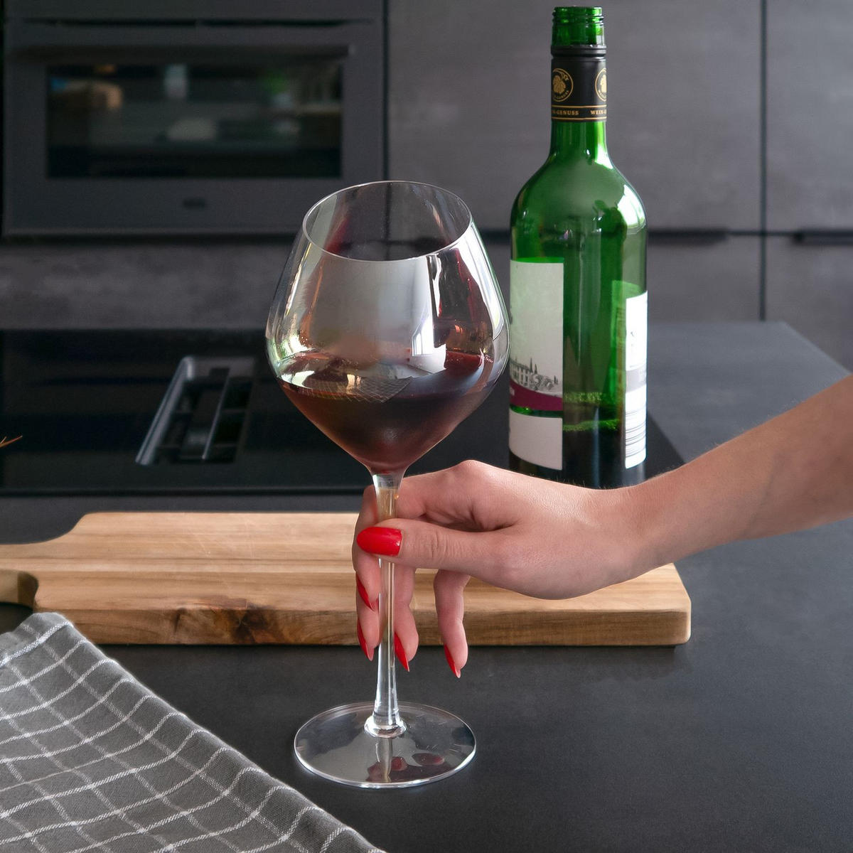WEIN GLAS SET moderne Kante Regenbogen Schimmer 470 ml (2er-Set) - Transparent, Glas (0.47L) - Intirilife