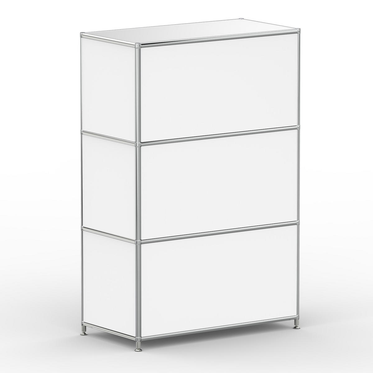 HOCHSCHRANK, 3 Klappen, Schloss, Breite 77 cm, Signalweiß - Chromfarben/Silberfarben, Metall (40/118/77.2cm) - Versee
