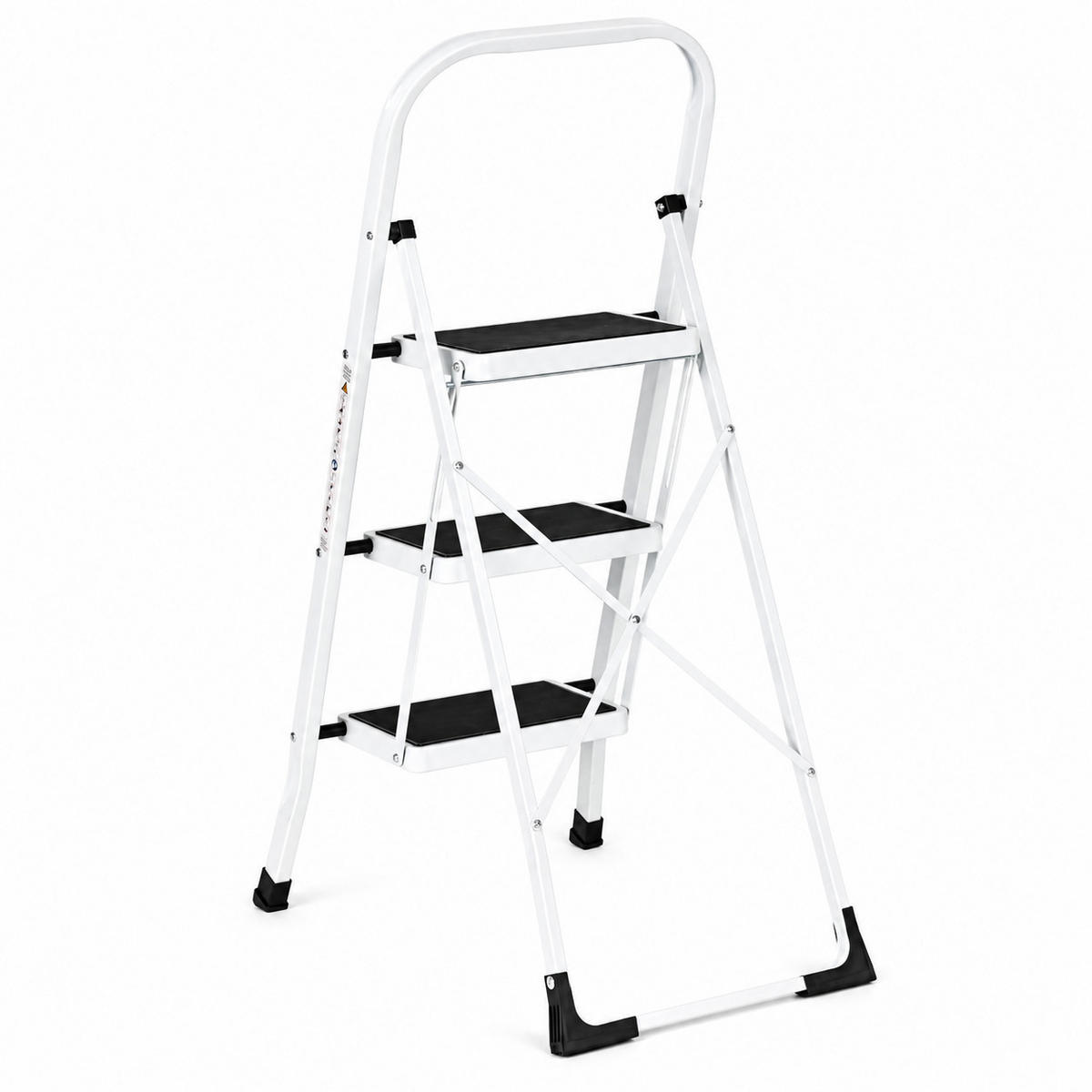 KLAPPTRITTLEITER 3 Stufen Weiß - Schwarz - Schwarz/Weiß, Kunststoff/Metall (47/104.5/67cm) - Mat-Haus