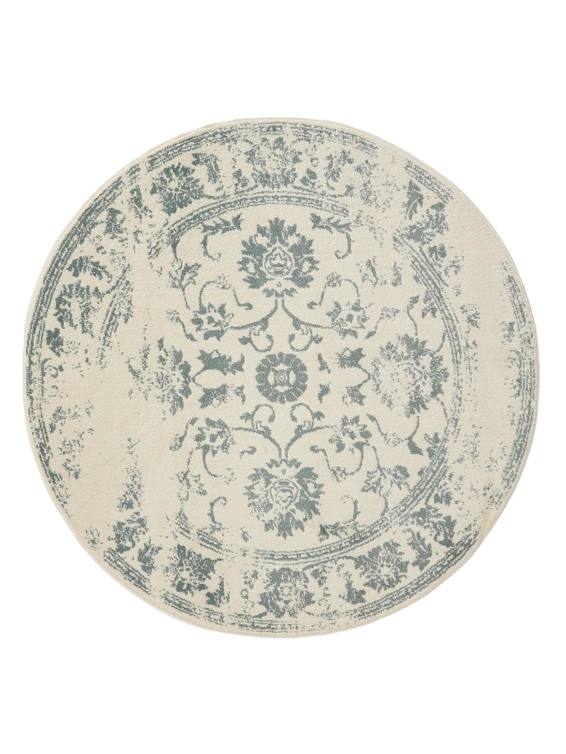 VINTAGE-TEPPICH Suki ø 160 cm rund - Creme/Mintgrün, Kunststoff (160/160cm) - benuta
