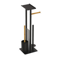 WC-GARNITUR - Schwarz, Holz/Kunststoff (21/65/18cm) - Relaxdays