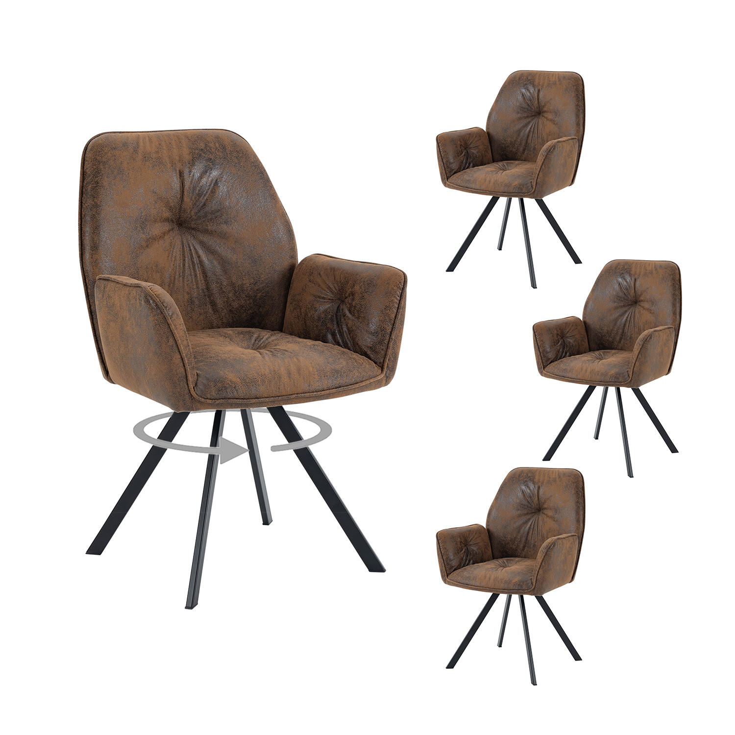 Meubles Cosy Esszimmerstühle Braun 60x87.5x62 cm