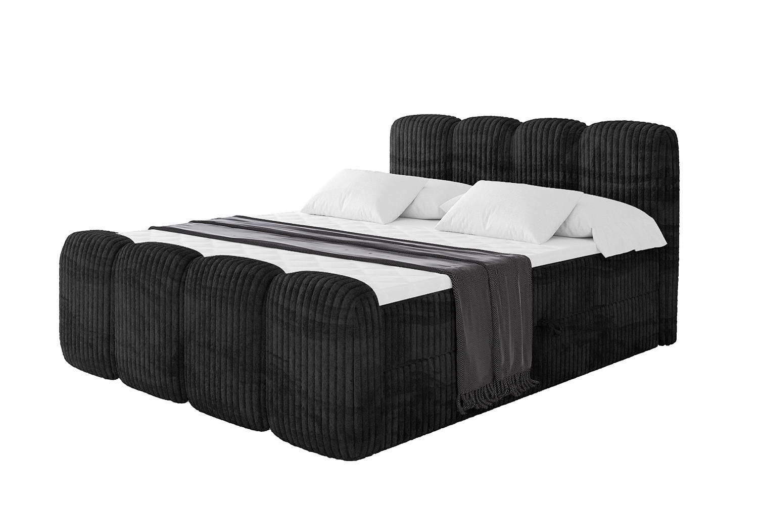 ALTDECOR AMERICKÁ postel s matrací H4 a lamelovým roštem – NINA-Z – 200 x 200 cm – černá