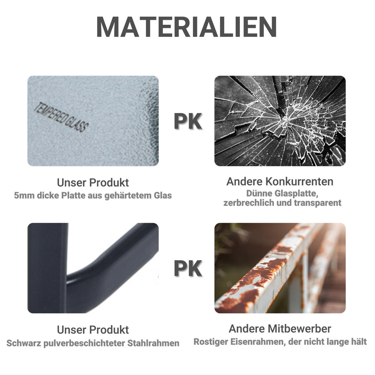 LOUNGETISCH 68.5/68.5/84 cm Schwarz aus Metall mit gehärteter Glasplatte - Naturfarben, Metall (68.5/68.5/84cm) - OKMYHOME