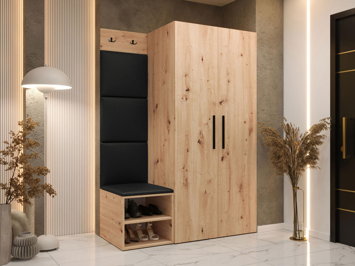 GARDEROBEN-SET Medi IV - Schwarz/Eiche Artisan, Holzwerkstoff/Kunststoff (80/191/50cm) - MIRJAN24