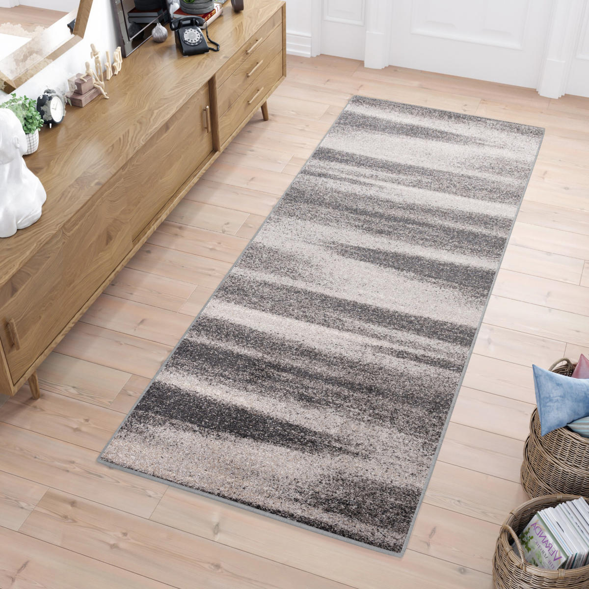 LÄUFER SARI Dunkelgrau 100/300 cm - Dunkelgrau, Textil (100/300cm) - Tapiso