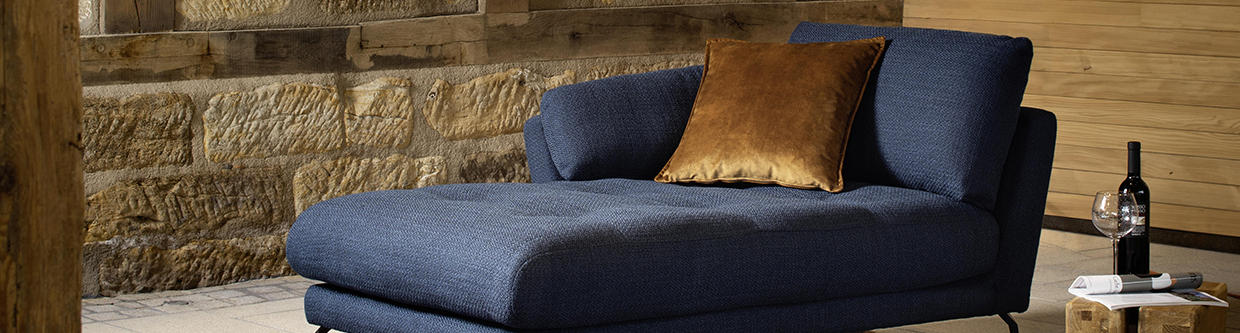 Recamiere in der Farbe Blau der Marke Willi Schillig aus der Kollektion "Softy"