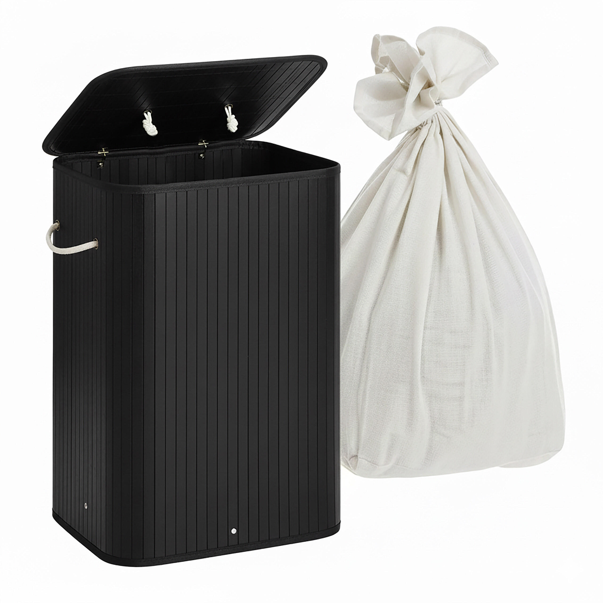 COS DE RUFE Negru bambus cu capac pliabil